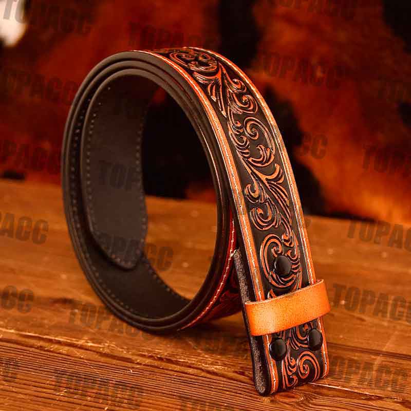 Cinto estampado de couro legítimo TOPACC Western