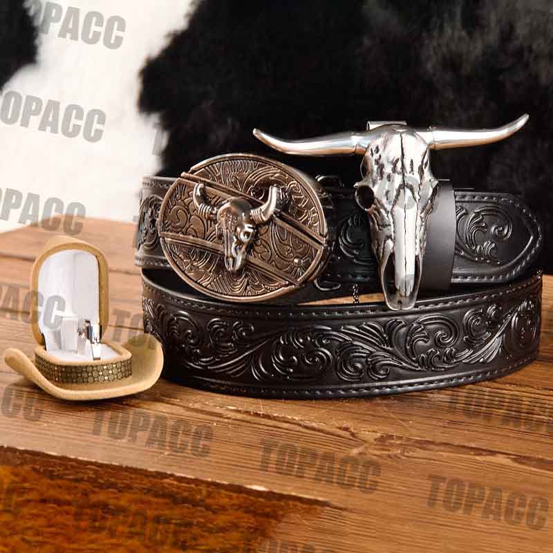 Gold Cowboy Belt Buckle - Longhorn