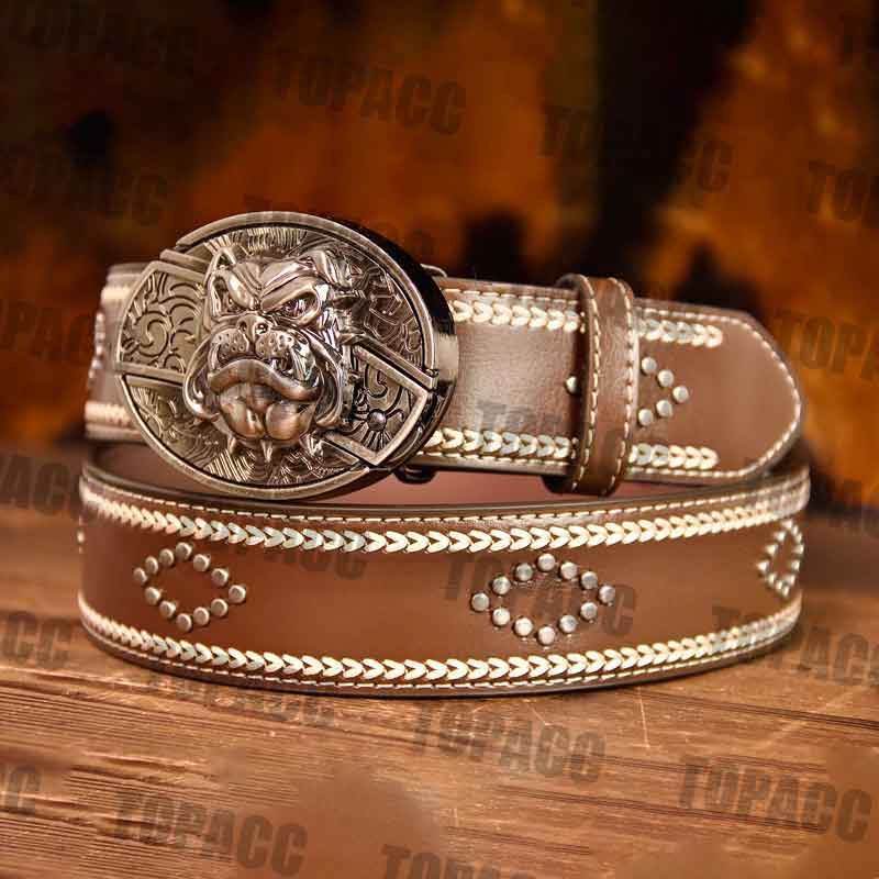 Cinto vintage de couro com fivela de rua