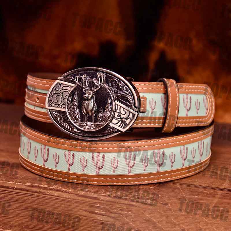 TOPACC Cactus Belt - With Sun Flower Seat Buckle
