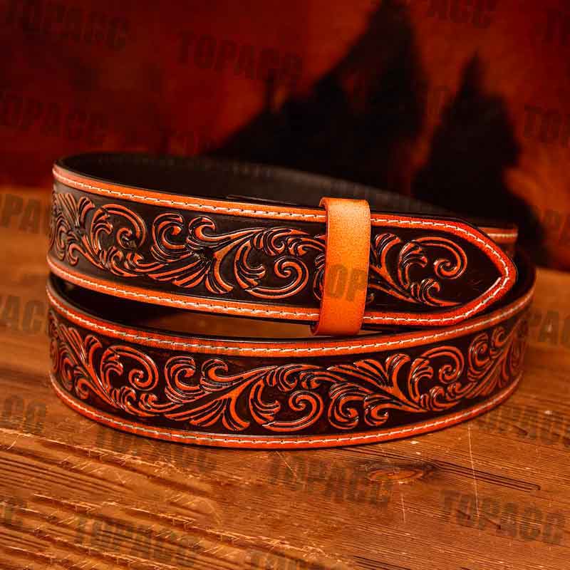 Cinto estampado de couro legítimo TOPACC Western