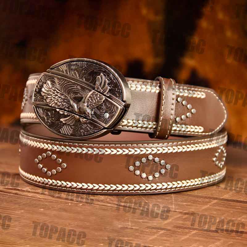 Cintura cinto vintage de couro de 42-46 polegadas com fivela de rua