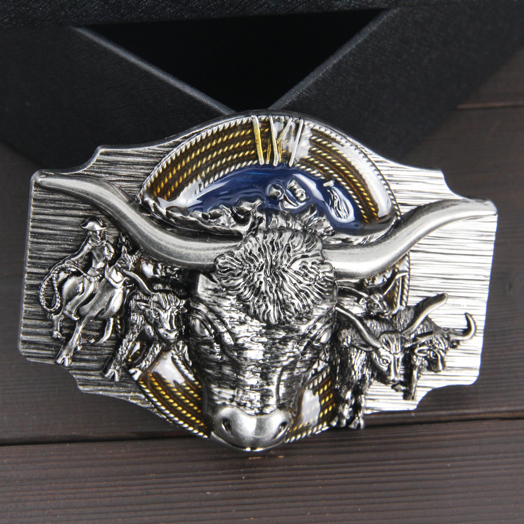 TOPACC Western Longhorn Cow Belt Fivela Equitação Cobre/Bronze