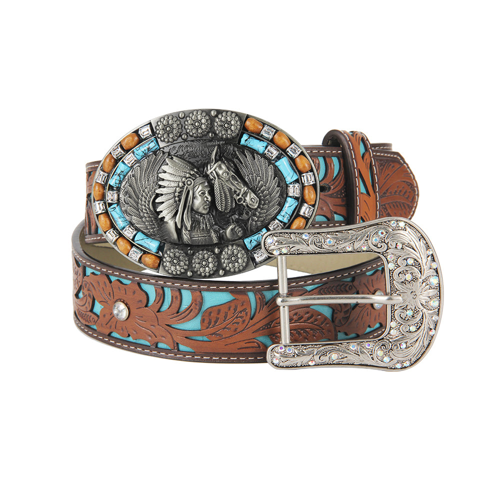 TOPACC Western Turquoise Belts - Turquoise Indians Belt Buckle Cobre/Bronce