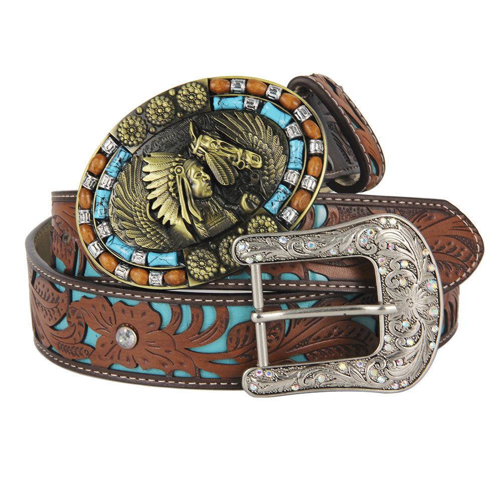 TOPACC Western Turquoise Belts - Turquoise Indians Belt Buckle Cobre/Bronce