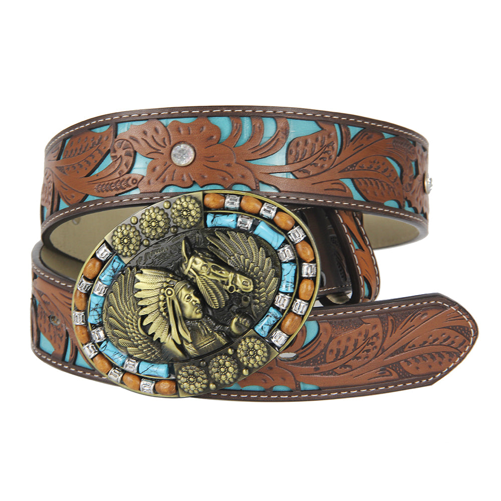TOPACC Western Turquoise Belts - Turquoise Indians Belt Buckle Cobre/Bronce