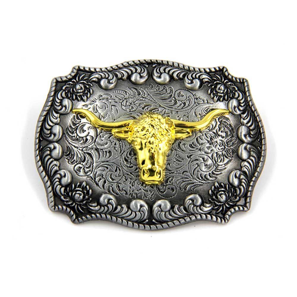 TOPACC Texas Longhorn Bull Buckle Bronze/Two Tone