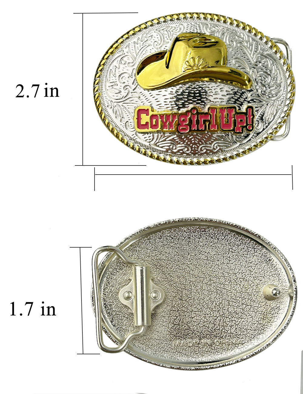 TOPACC Western Genuine Leather Pattern Tooled Belt-Two Tone Cowboy Hat Buckle