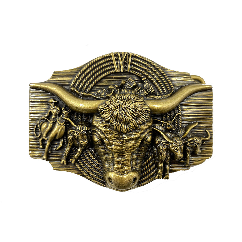 TOPACC Western Longhorn Cow Belt Fivela Equitação Cobre/Bronze