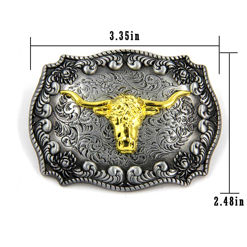 TOPACC Western Turquoise Belts - Texas Longhorn Belt Buckle