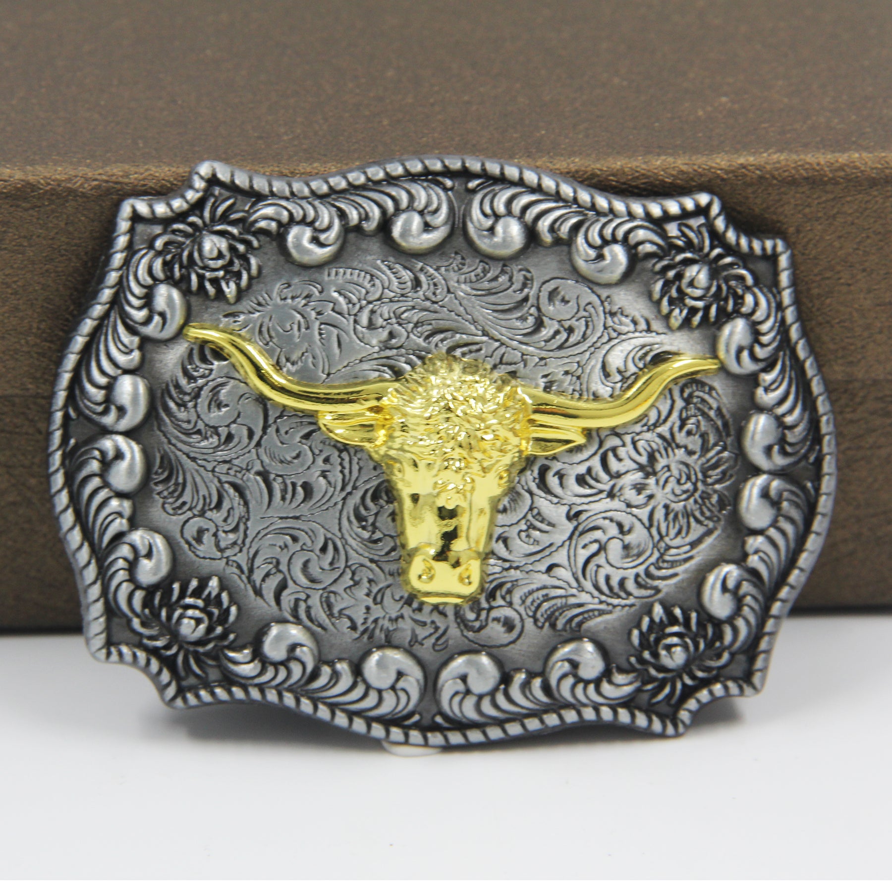 TOPACC Texas Longhorn Bull Buckle Bronze/Two Tone