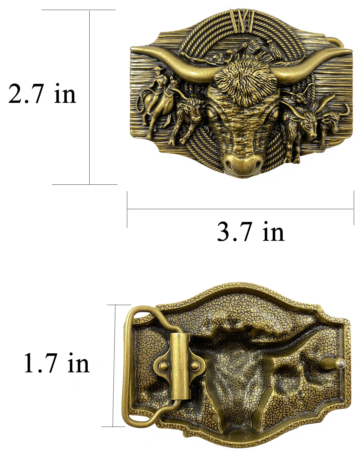 TOPACC Western Longhorn Cow Belt Fivela Equitação Cobre/Bronze