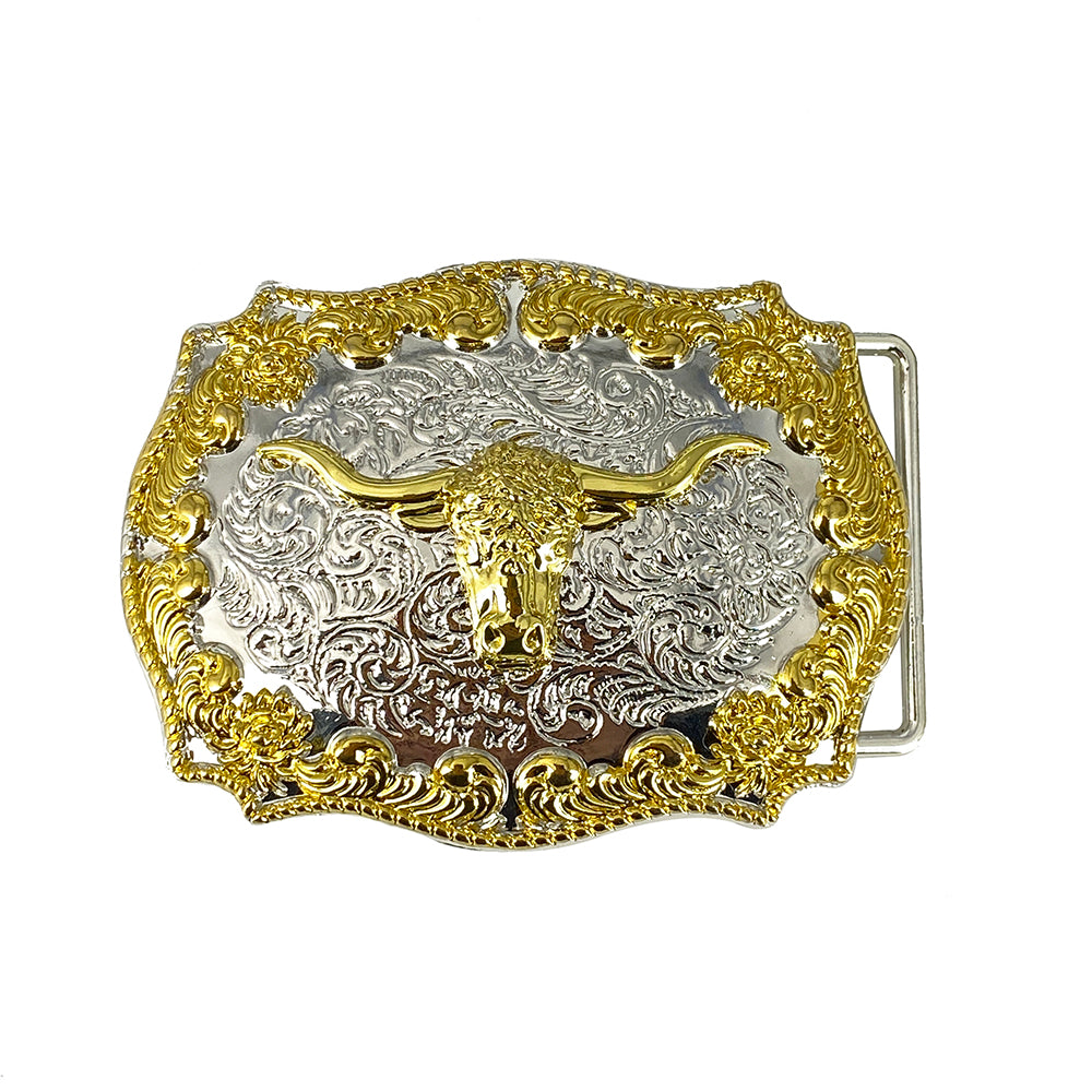 TOPACC Texas Longhorn Bull Buckle Bronze/Two Tone
