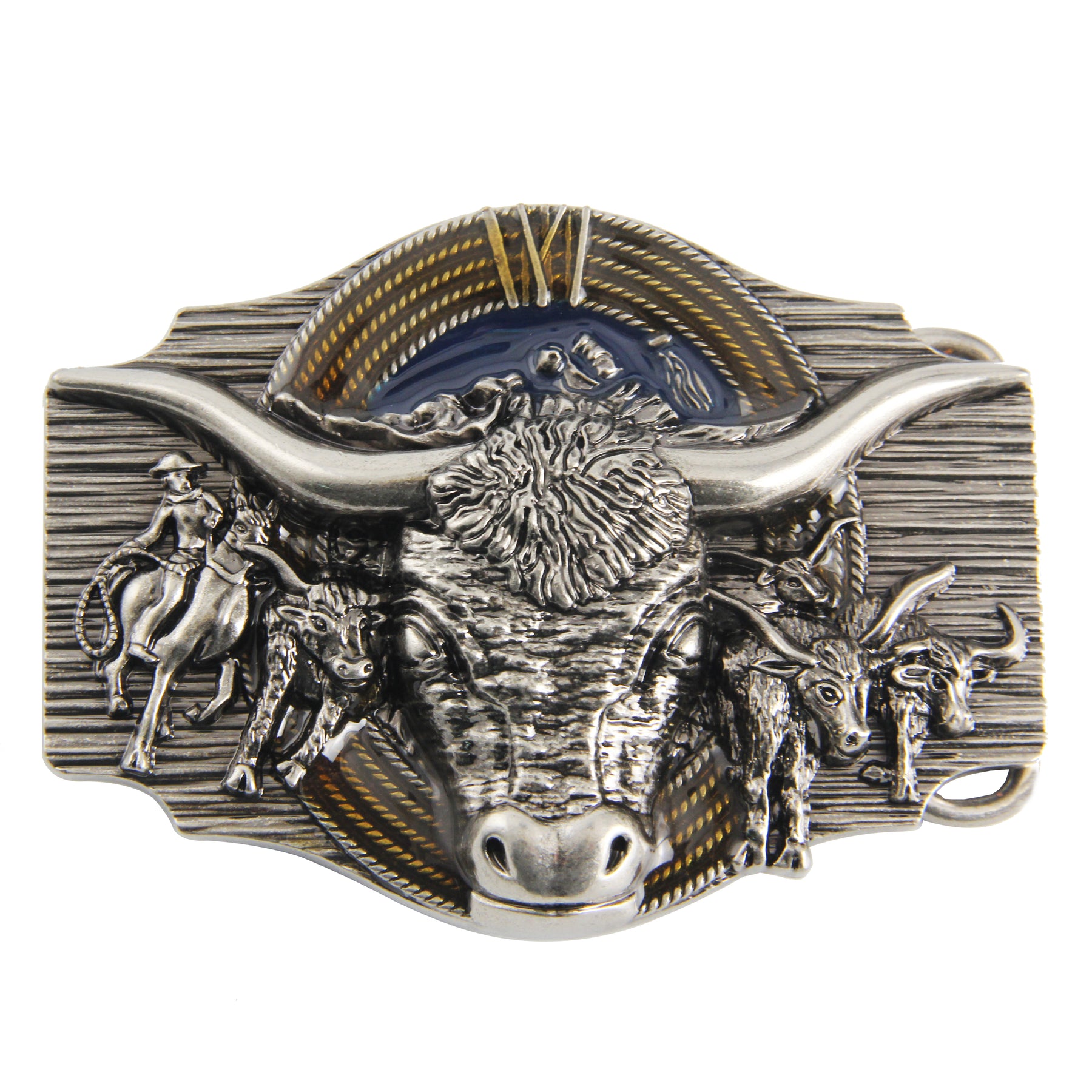 TOPACC Western Longhorn Cow Belt Fivela Equitação Cobre/Bronze