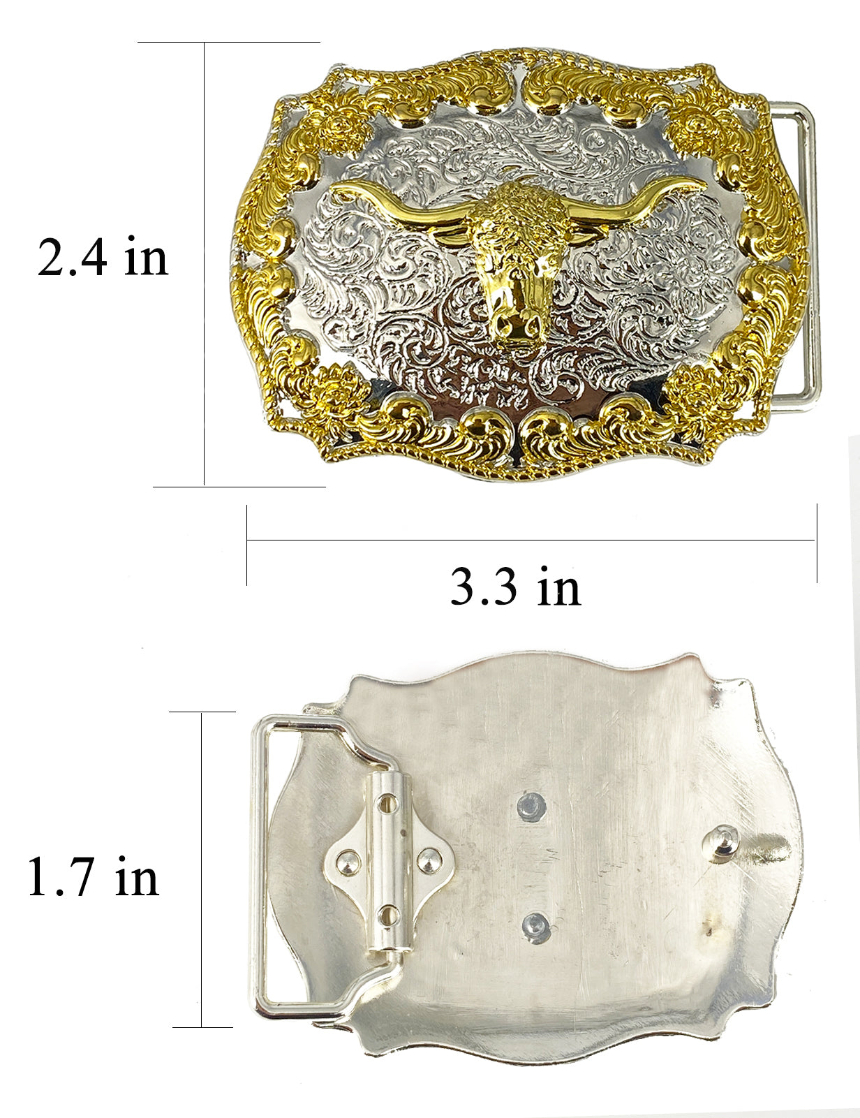 TOPACC Texas Longhorn Bull Buckle Bronze/Two Tone