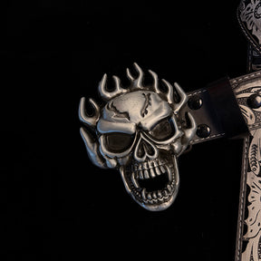 31in-33in TOPACC 50% Off - Skull-embossed leather belt