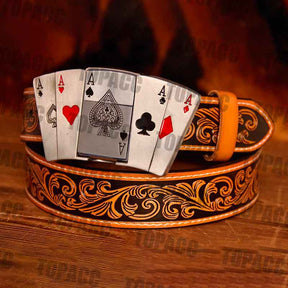 Fivela Iluminada Poker - Cinto Marrom