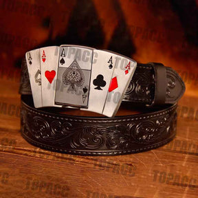Hebilla iluminada Poker - Cinturón negro