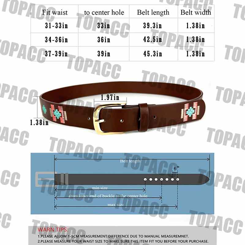 TOPACC Western Embroidery Belts for Women Men Cowgirl Cowboy Country Fashion Belt for Jeans Pants Girls