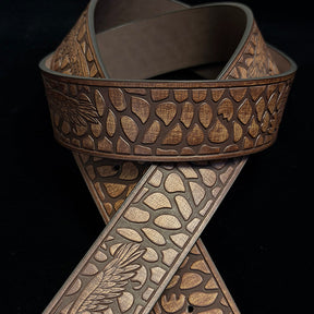 36in-39in-TOPACC 50% Off - Brown belt with an eagle pattern