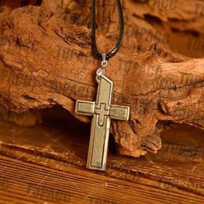 Cross with block necklace