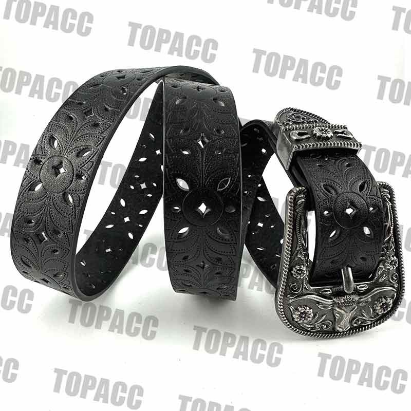 TOPACC Western Hollow PU Leather Belts Cowgirl Leather Designer Belts