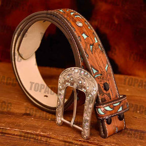 TOPACC Western Turquoise Belts for Women Men Cowgirl Cowboy Country Fashion Belt for Jeans Pants Girls