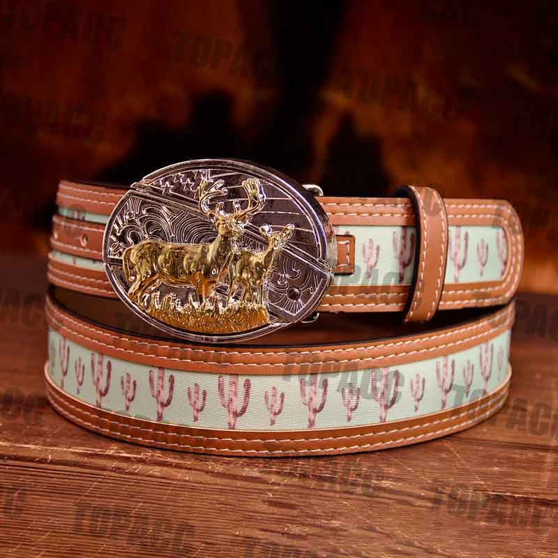 Cactus Belt with two-tone buckle