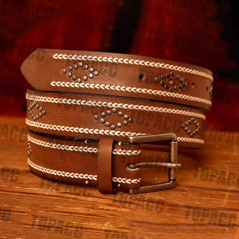 Topacc Western Hollow PU Leather Belts Cowgirl Leather Designer Belts Fit waist:37-40in