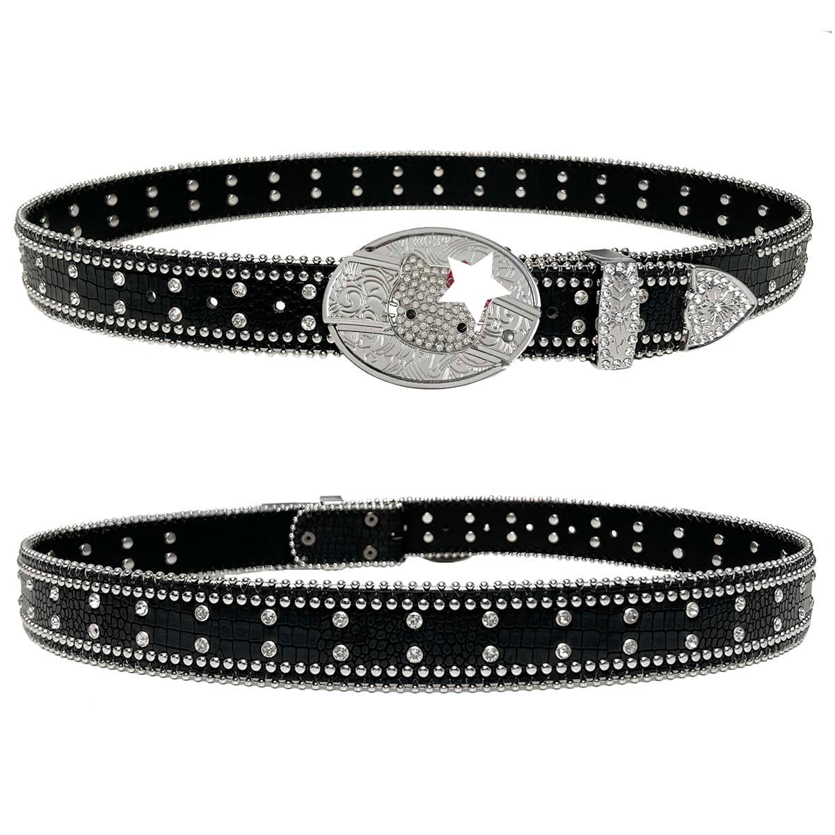 Black Rhinestone Belt With HK Buckle