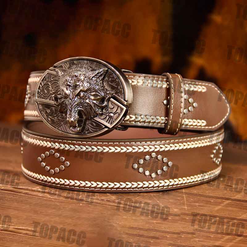 Cintura cinto vintage de couro de 42-46 polegadas com fivela de rua