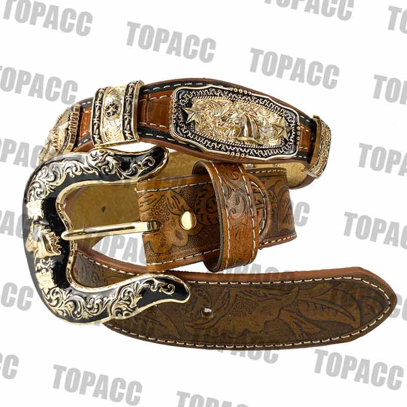 TOPACC Western Belts for Women Cowgirl Concho Buckle Brown Embossed Country  Belt Jeans Pants Dresses at  Women’s Clothing store