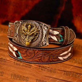 TOPACC Genuine Leather Feather Belt - Square with square buckle