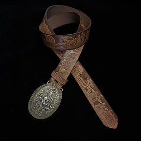 36in-39in-TOPACC 50% Off - Western Cowboy Elk Forest Print Belt