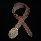 34in-36in-TOPACC 50% Off - Cross-Embossed Leather Belt