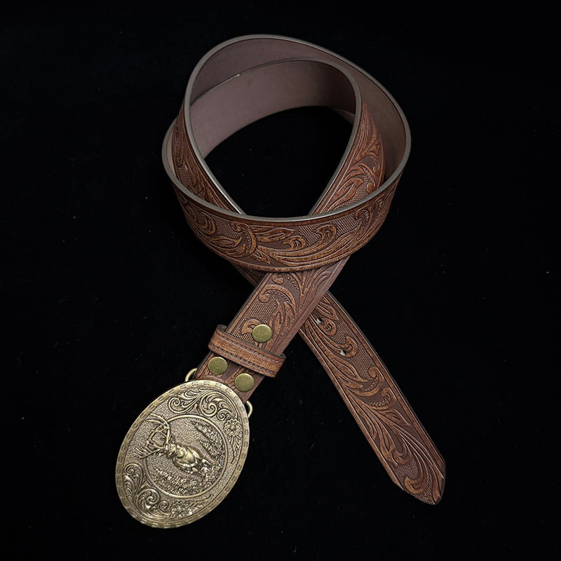 34in-36in-TOPACC 50% Off - Cross-Embossed Leather Belt