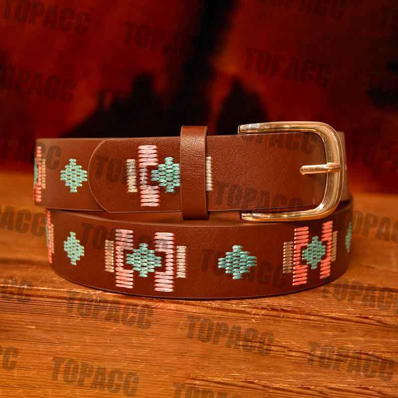 TOPACC Western Embroidery Belts for Women Men Cowgirl Cowboy Country Fashion Belt for Jeans Pants Girls