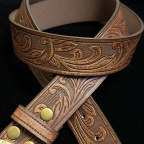 34in-36in-TOPACC 50% Off - Cross-Embossed Leather Belt