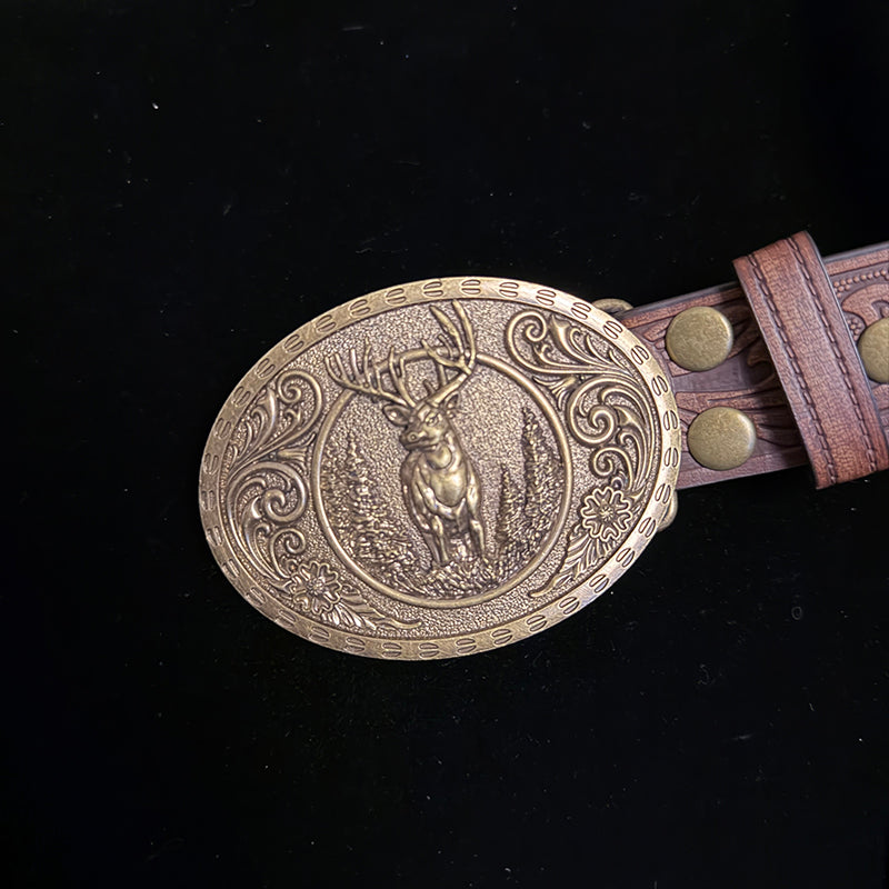 34in-36in-TOPACC 50% Off - Cross-Embossed Leather Belt