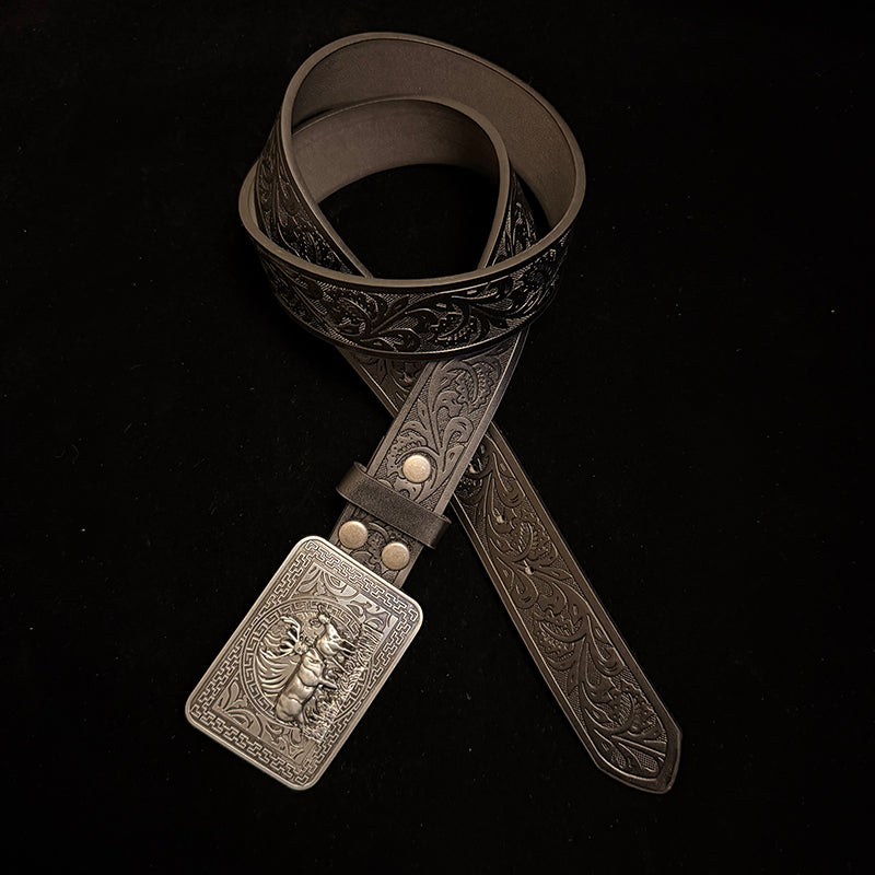 34in-36in-TOPACC 50% Off - Deer-Embossed Leather Belt