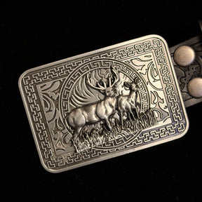 34in-36in-TOPACC 50% Off - Deer-Embossed Leather Belt