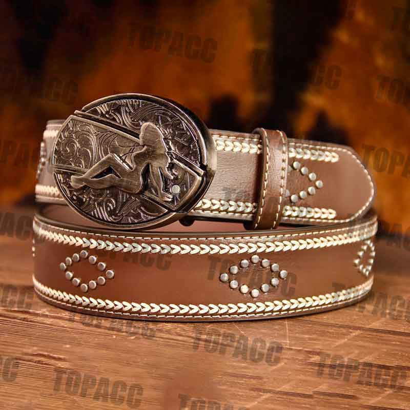 Cintura Cinturón vintage de cuero de 42-46 pulgadas con hebilla de calle