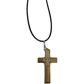 Cross with block necklace