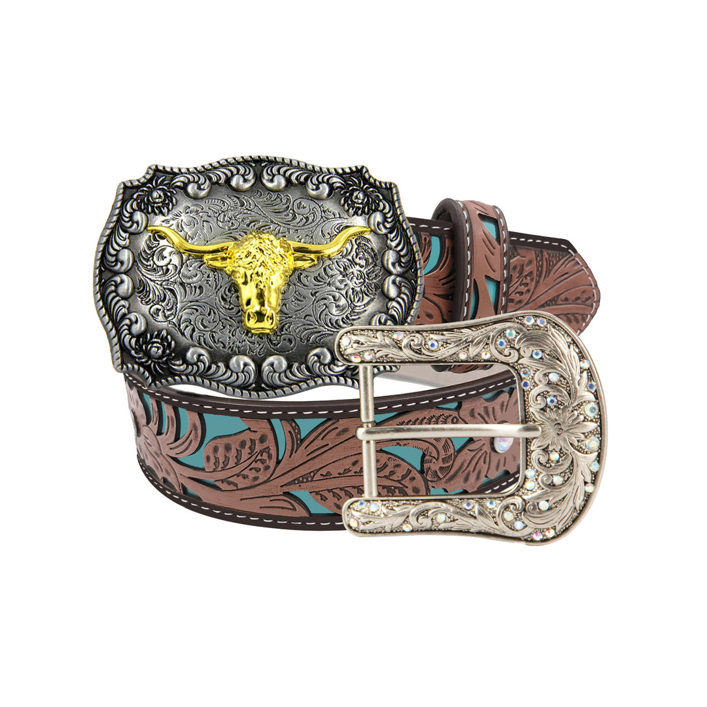 TOPACC Western belts for Women with Buckle Cowgirl Rodeo Longhorn