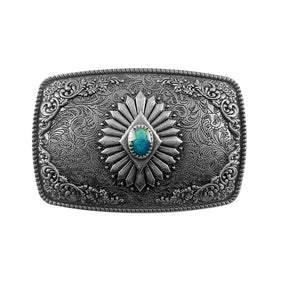 TOPACC Western Square Turquoise Cowboy Cowgirl Belt Buckle Copper/Bronze