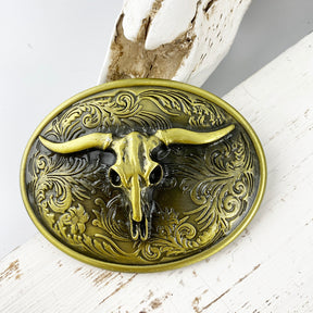 TOPACC Western Turquoise Belts - Longhorn Cow Bull Belt Buckle Cobre/Bronce