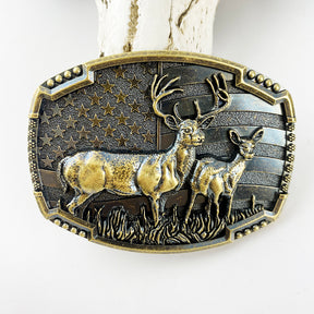Cintos TOPACC Western Turquesa - Deer bandeira americana fivela de cinto cobre/bronze