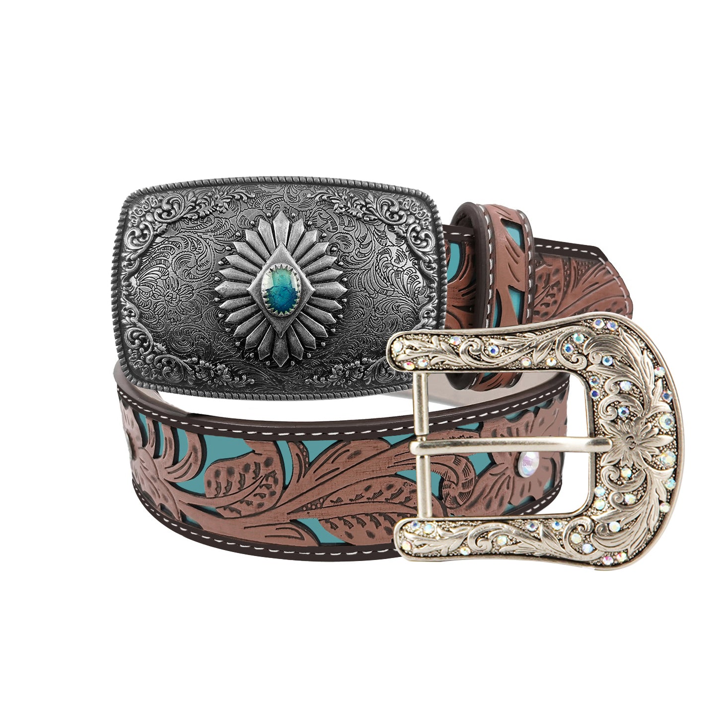 TOPACC Western Turquoise Belts - Square Turquoise Belt Buckle Cobre/Bronce