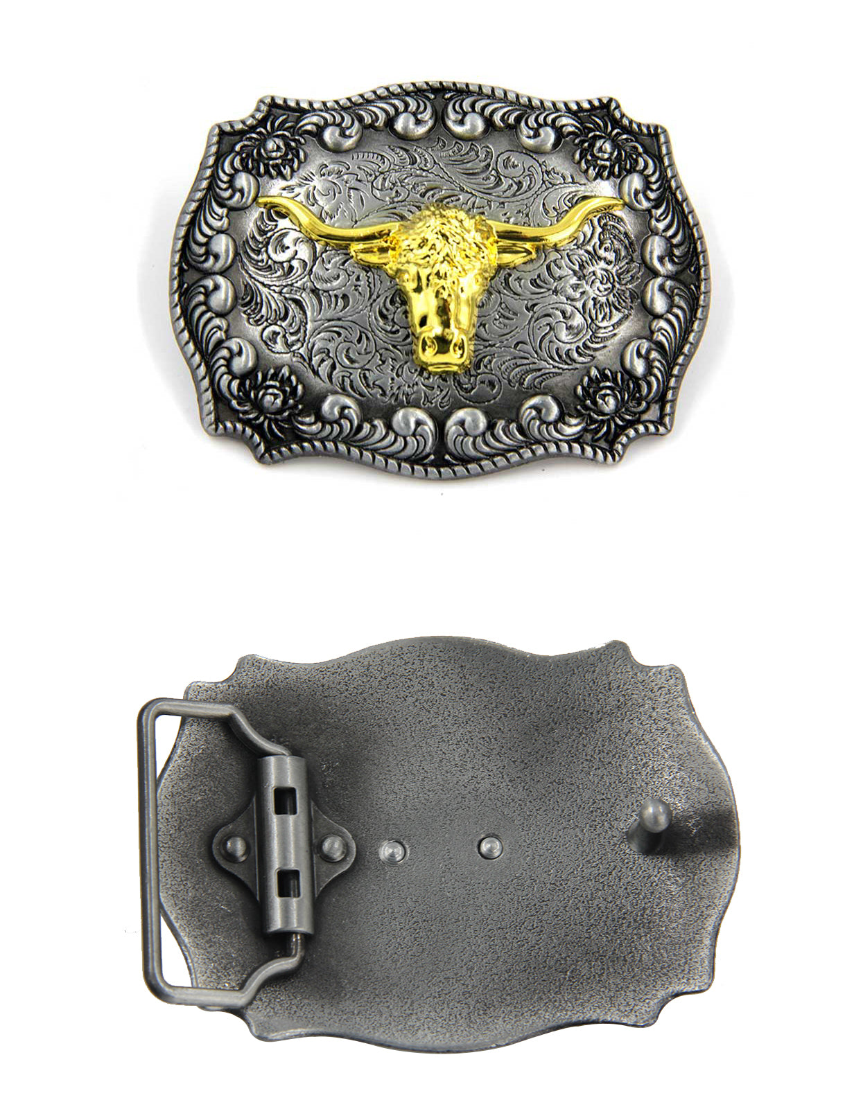 TOPACC Texas Longhorn Bull Fivela Bronze/Dois Tons