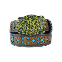 TOPACC Western Turquoise Belts - Square Buckle Copper/Bronze